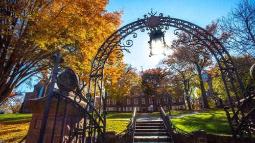 Hamilton Gate with the sun through the lanturn