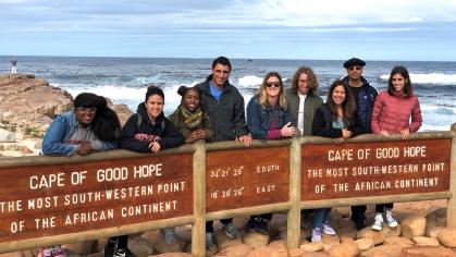 A group of Rutgers abroad students posing in South Africa