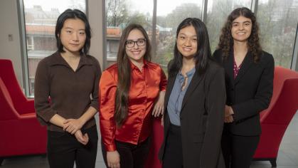 From left to right: Annie Wei (SAS ’25), Elisa Bu Sha (SEBS ’25), Julianne Chan (SOE ’25), and Anisha Jackson (SOE ’25) were named 2024 Goldwater Scholars