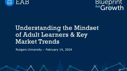 blue PPT slide for understanding the mindset of adult learners slidedeck