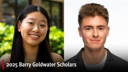  2025 Barry Goldwater Scholars Tiffany Chan CCAS'27 and Alan Rozenblit CCAS'26