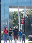 group of students walking on Livingston Campus