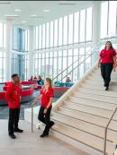 nursing students standing in the lobby