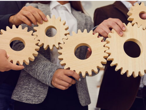 people holding cogs and wheels