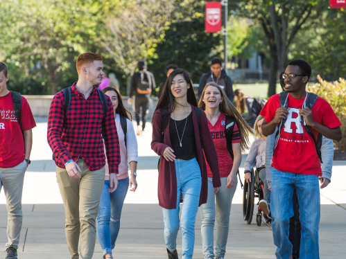 students walking on campus