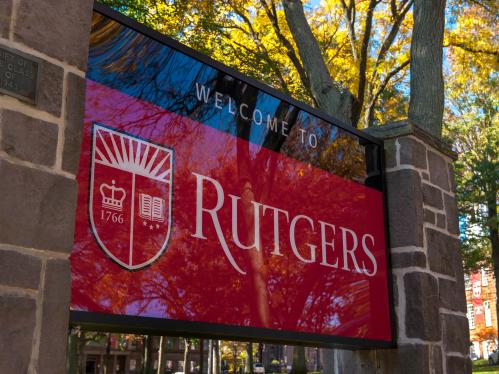 Rutgers sign with with the shield