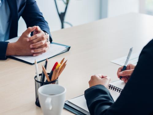 Stock photo of an interview being held