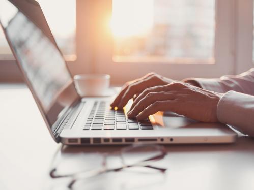 Hands on laptop