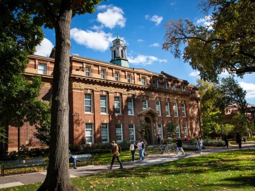 students walking on Voorhees Mall