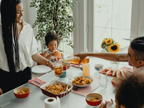 family at breakfast time