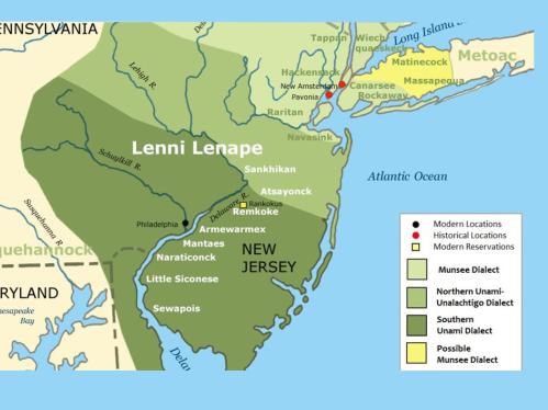 map of Lenni Lenape indian land in New Jersey