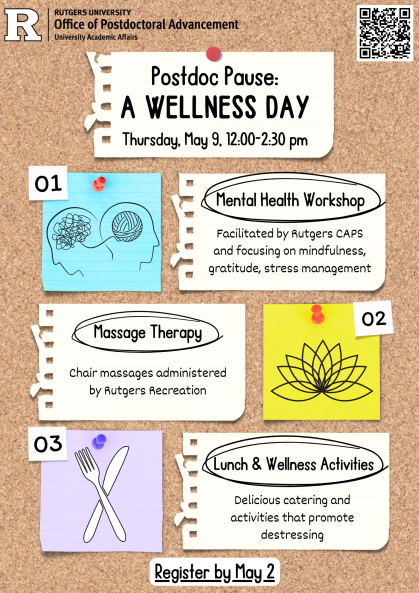 Flyer advertising a mental health event for postdocs