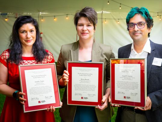 Jennifer Tamas, French, School of Arts and Sciences,  Alyson Brooks, Physics and Astronomy, School of Arts and Sciences, and Anand D. Sarwate, Electrical and Computer Engineering, School of Engineering